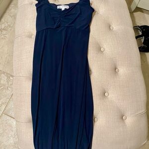 Emma & Michele Blue Slip Maxi Dress with Spaghetti Straps for Cocktail